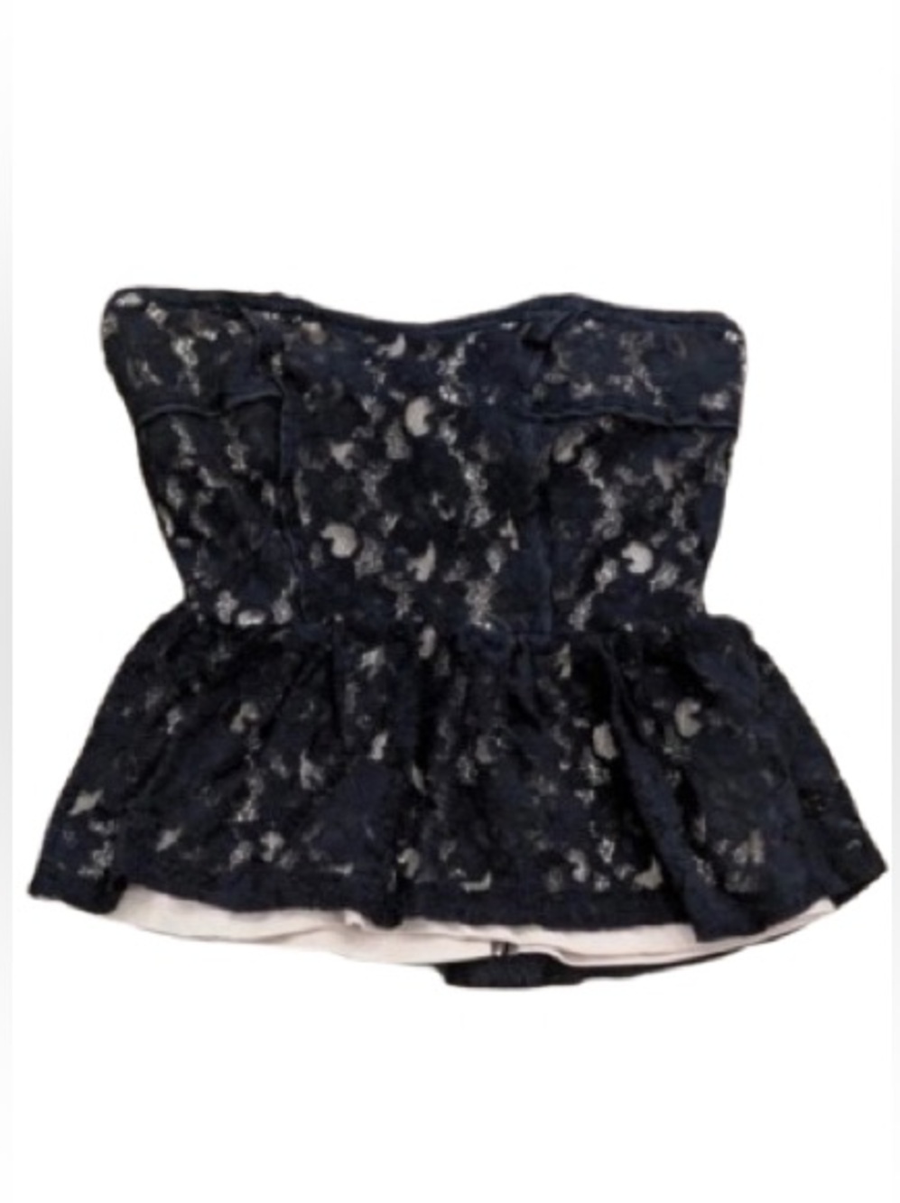 Love Black Lace Strapless Peplum Top - Size S
